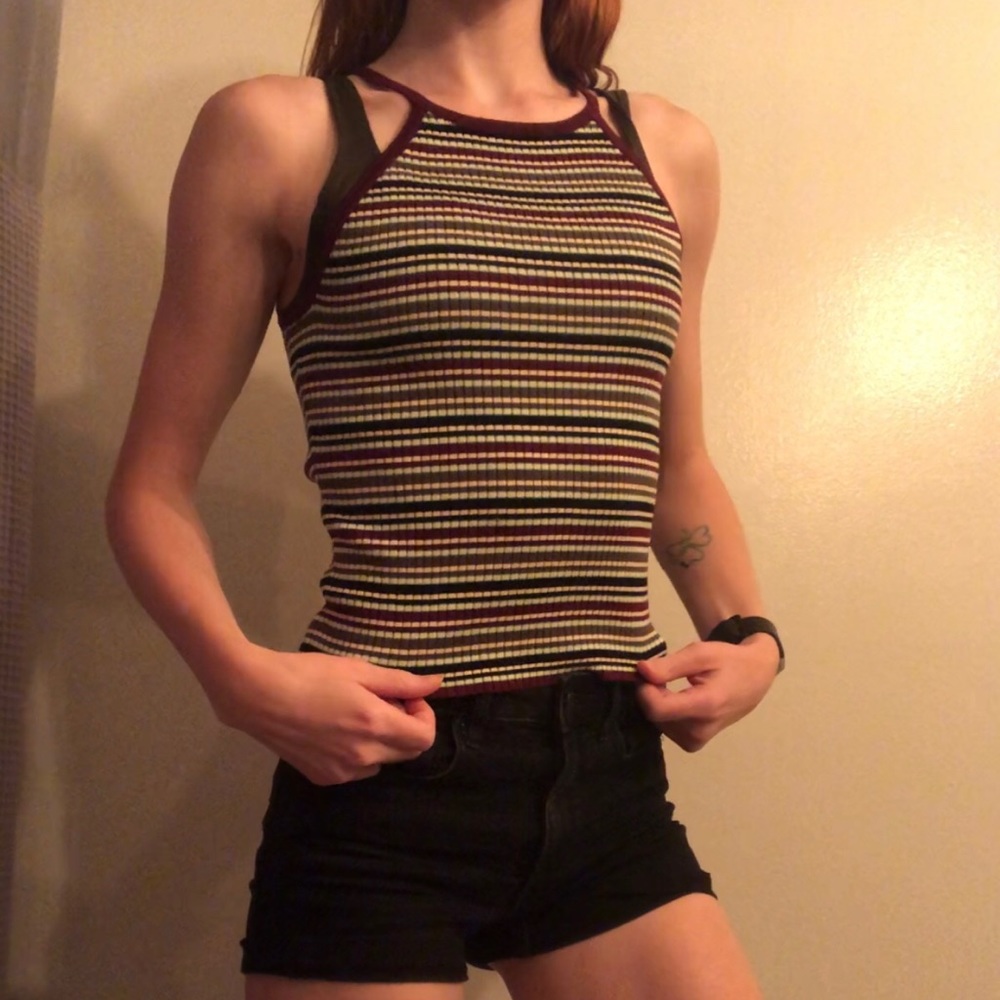 Green And Maroon Racerback Tank